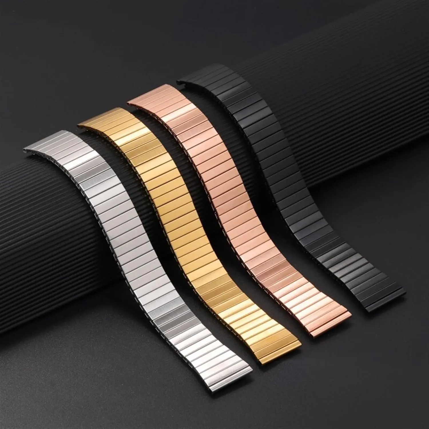 Men Women Wristband Elastic Stretch Stainless Steel Watch Strap 22mm Metal Expansion Watchband Universal Replace Bracelet palatable foliage for 