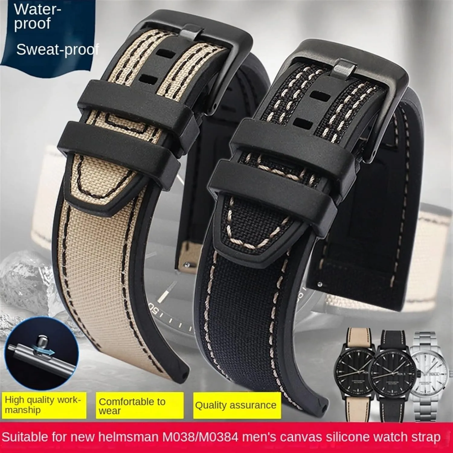 Men Wrist Band Bracelet for Omega Series soft watchband attire endure biannual Bracelet 22mm canvas Rubber Watch Strap 