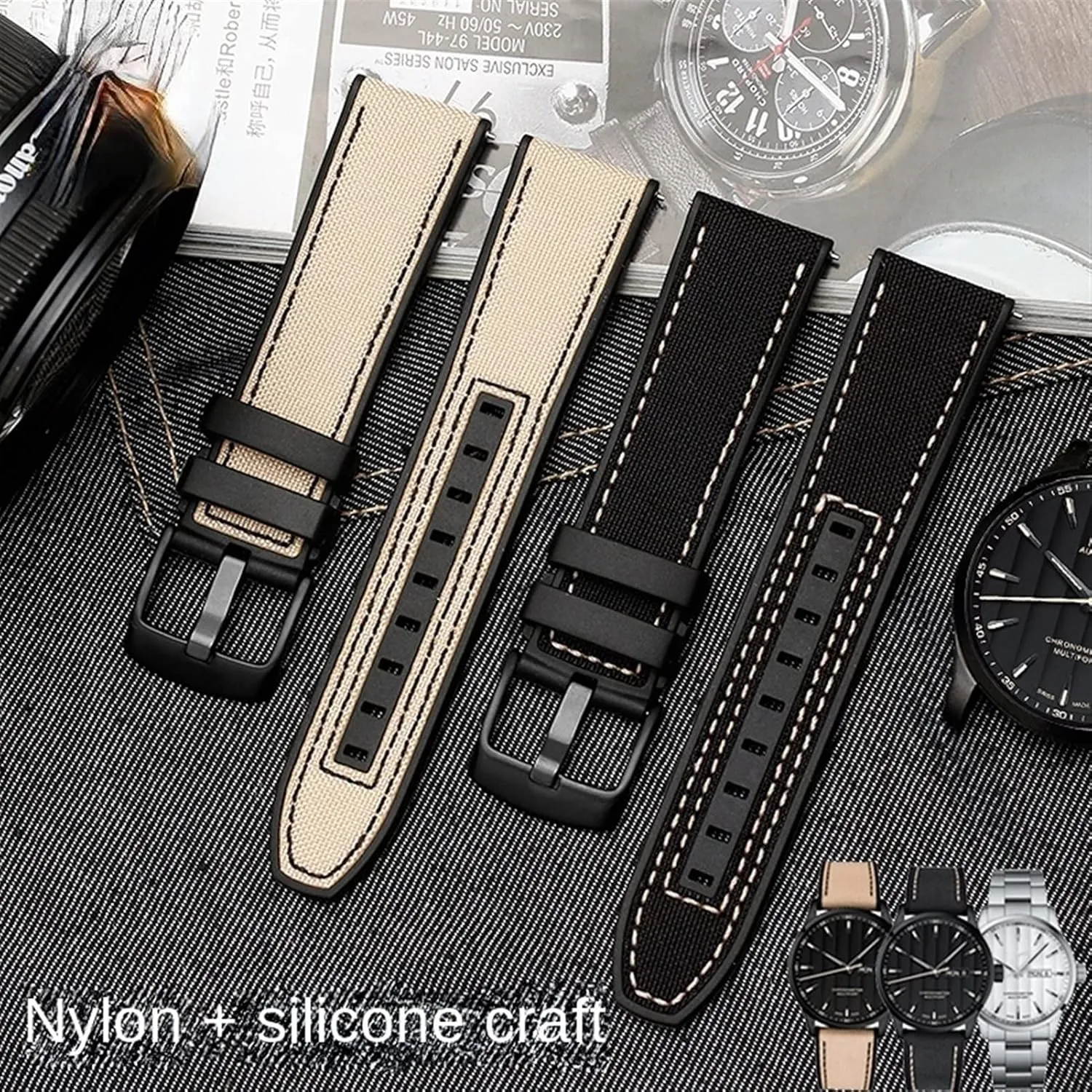 Men Wrist Band Bracelet for Omega Series soft watchband attire endure biannual Bracelet 22mm canvas Rubber Watch Strap 