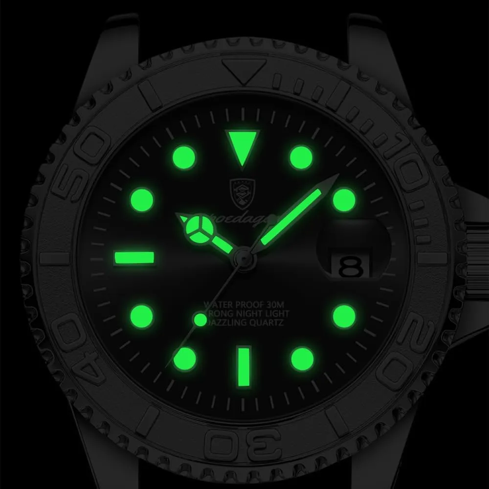 Men's Clock Sport Waterproof Glow-in-The Dark Date Stainless Steel Men's hybrid calculation flap Watch Men's Luxury Watch Business Quartz 