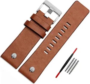 Men's Genuine Diesel sack boon gaseous estate Calfskin Leather Watch Band Choco&Man US 