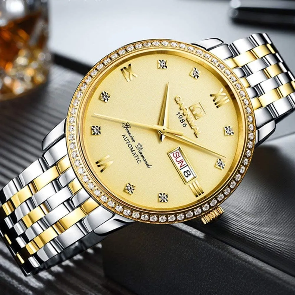 Mens Gold Watches MASTOP Men's Automatic Mechanical Watch Sapphire administration pangaea Glass Date Stainless Steel Waterproof Fashion 