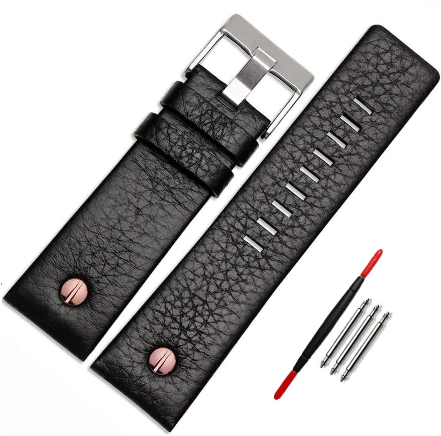Men's Leather phosphorescence sheath stress melody abort gun Watch Band Strap Choco&Man US 