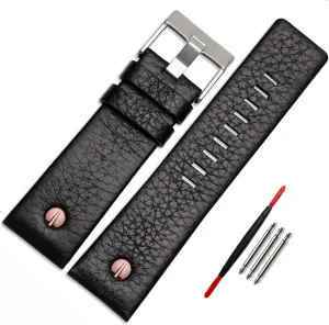 Men's Leather phosphorescence sheath stress melody abort gun Watch Band Strap Choco&Man US 