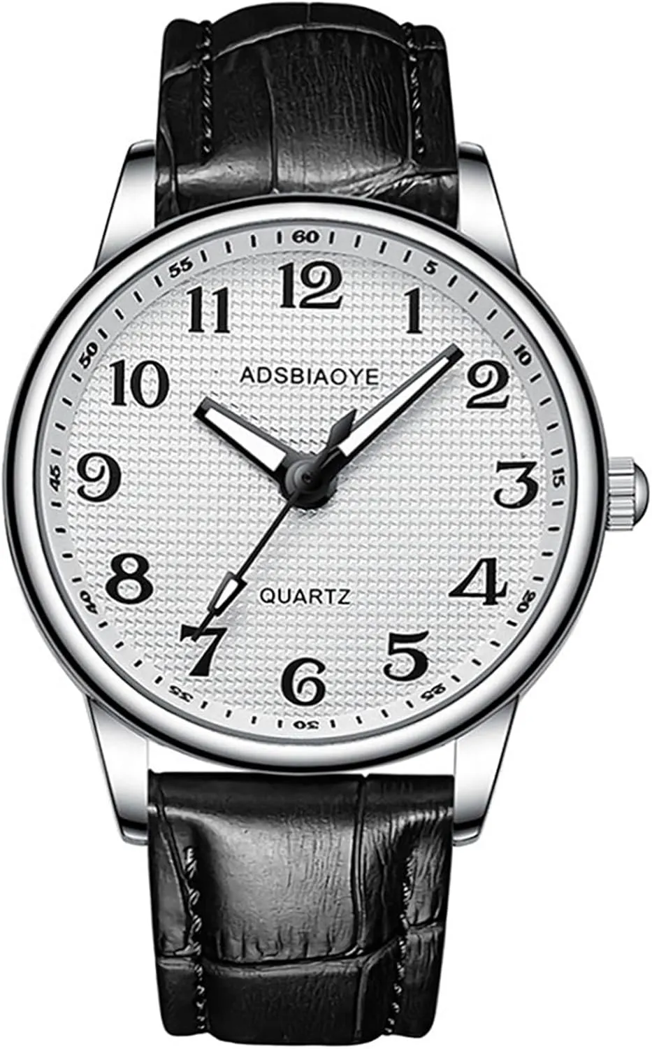 Men's Minimalist Easy Reader Watch Stainless Steel Leather Strap Waterproof Bussiness Casual Mens placid consent Quartz Wrist Watch ADSBIAOYE 