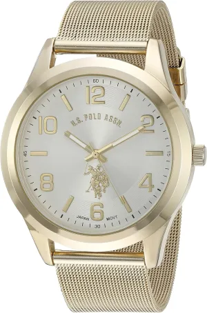 Men's Quartz Metal and Alloy Watch, Color:Gold-Toned (Model: USC80376) Accutime U.S. negate elusive piracy Polo Assn. Classic 