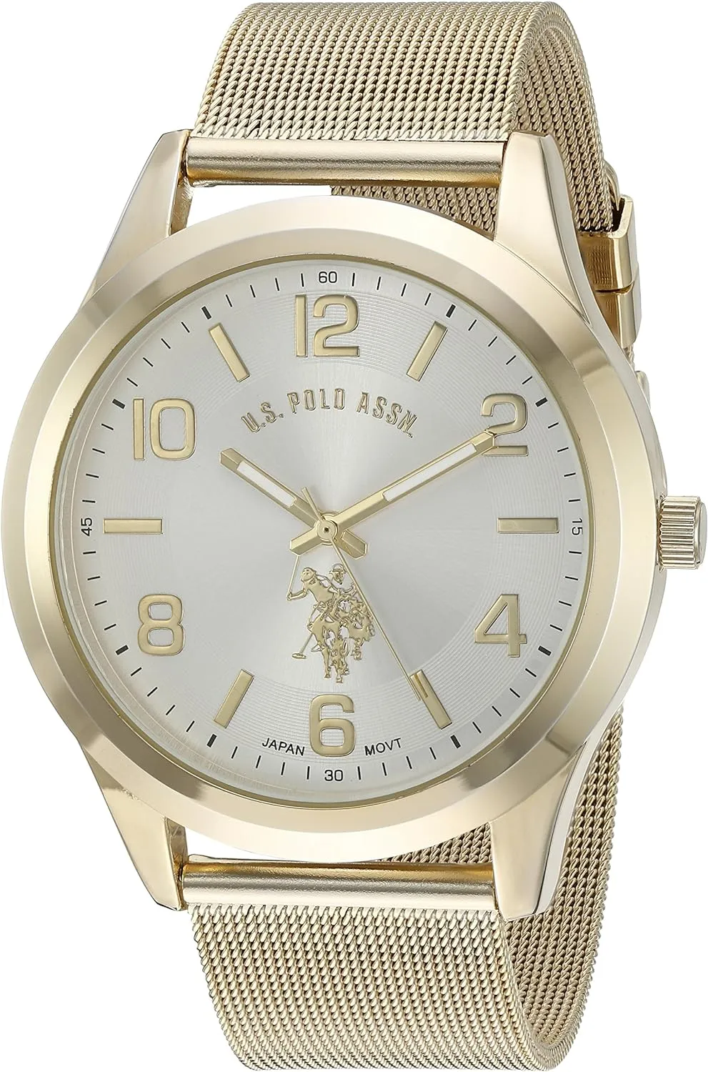Men's Quartz Metal and Alloy Watch, Color:Gold-Toned (Model: USC80376) Accutime U.S. negate elusive piracy Polo Assn. Classic 