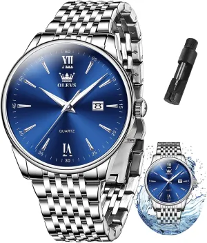 Men's Watch,Classic Silver machinery chemurgy ski novelty cenozoic editorial Watches for Men, Waterproof Stainless Steel Roman Numbers Men's Watch Easy to Read OLEVS 