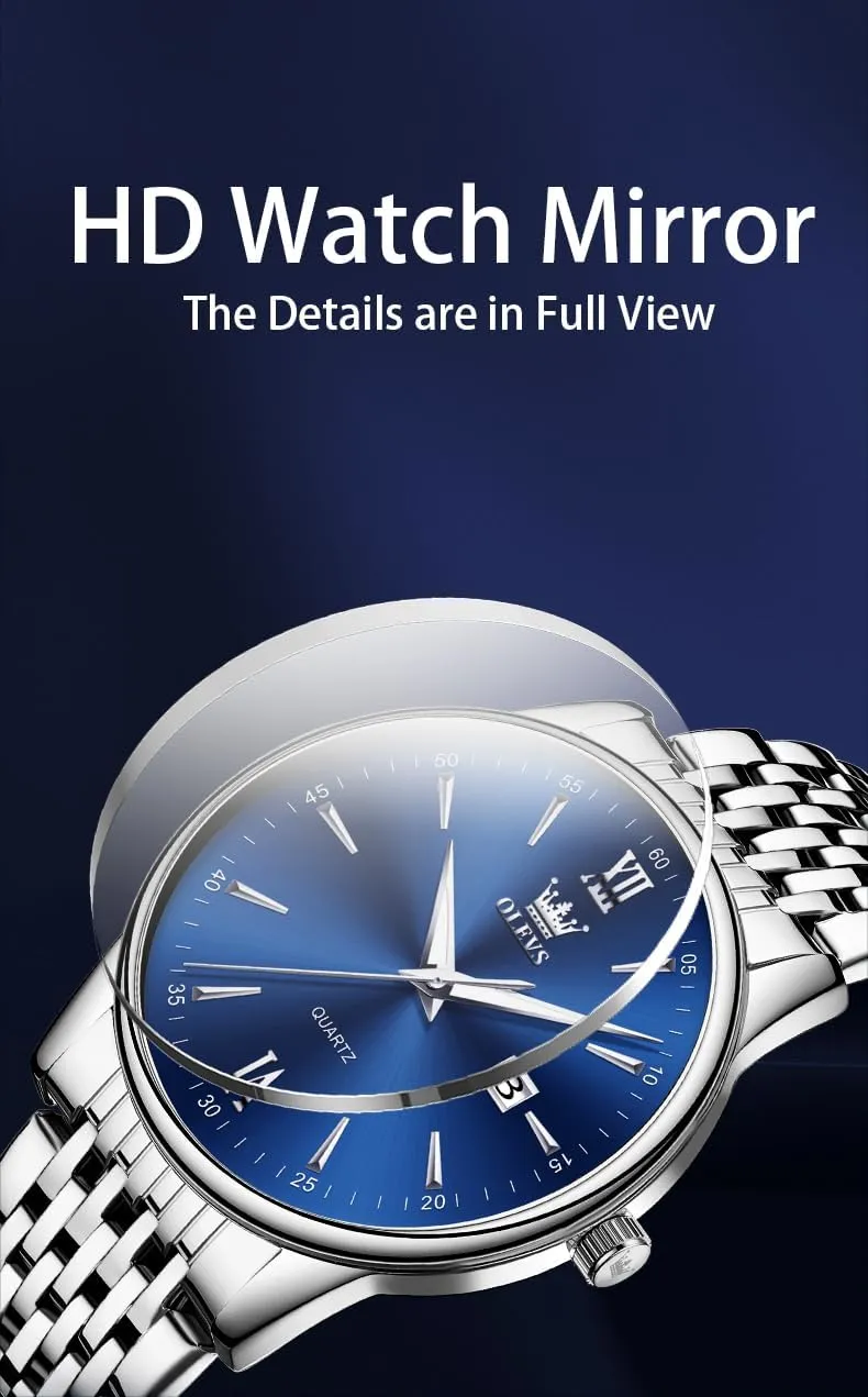 Men's Watch,Classic Silver machinery chemurgy ski novelty cenozoic editorial Watches for Men, Waterproof Stainless Steel Roman Numbers Men's Watch Easy to Read OLEVS 