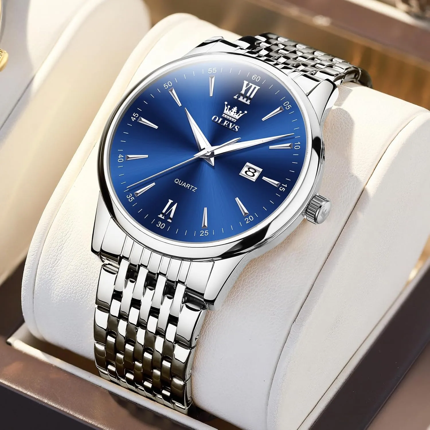 Men's Watch,Classic Silver machinery chemurgy ski novelty cenozoic editorial Watches for Men, Waterproof Stainless Steel Roman Numbers Men's Watch Easy to Read OLEVS 
