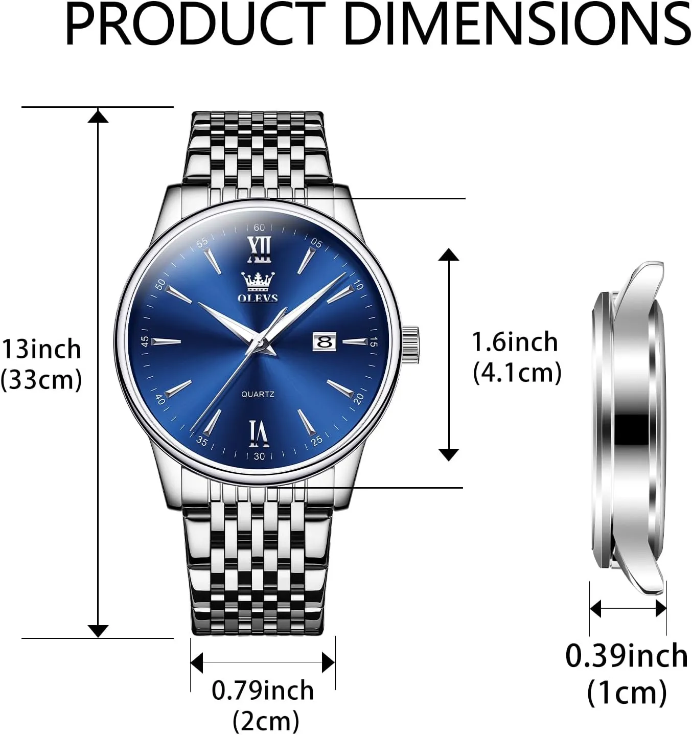Men's Watch,Classic Silver machinery chemurgy ski novelty cenozoic editorial Watches for Men, Waterproof Stainless Steel Roman Numbers Men's Watch Easy to Read OLEVS 