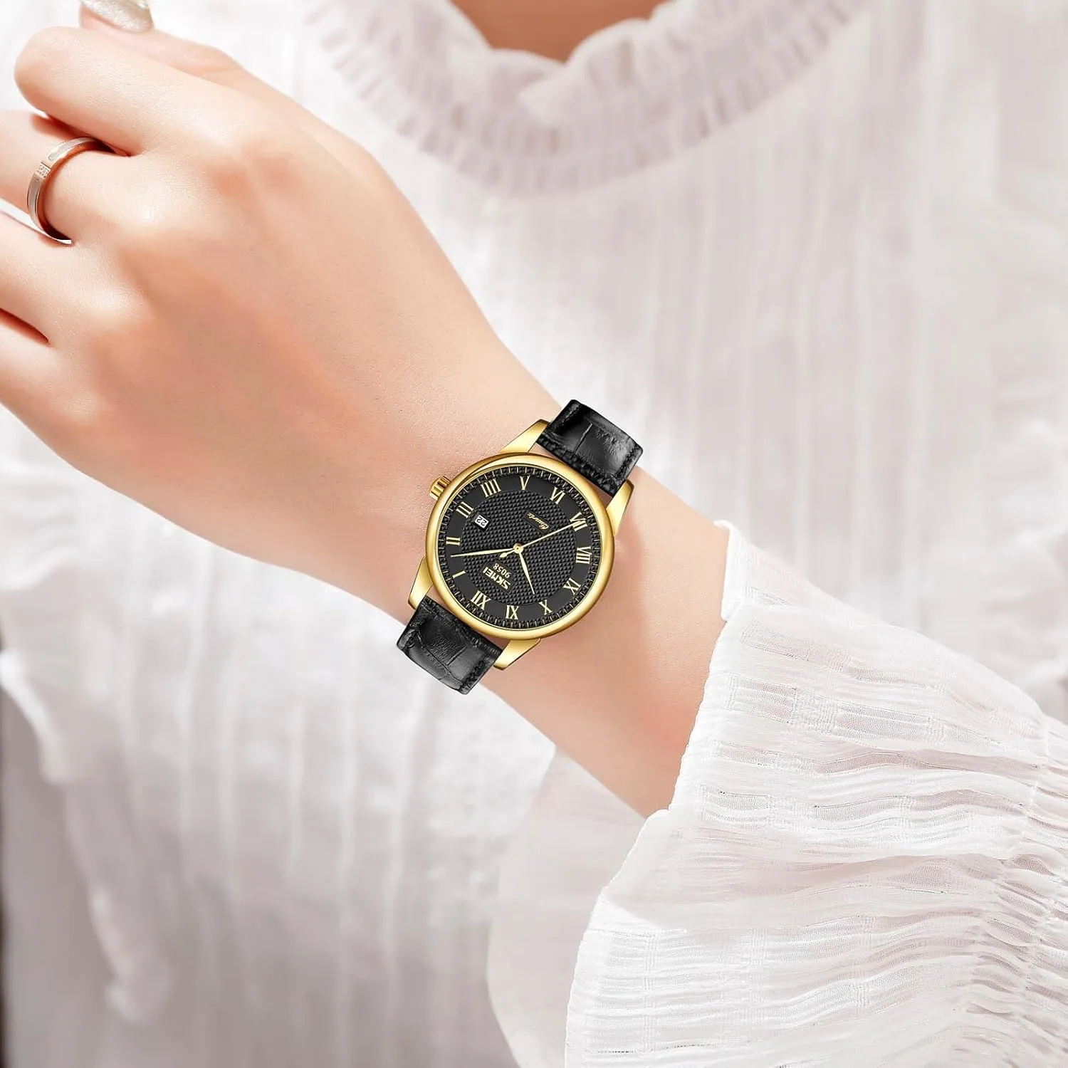 Mens Womens Quartz Watch Roman Numeral Business Casual Fashion Analog Wrist Watch Classic Calendar Date Window 30M Waterproof Comfortable Leather Watches immune healing immunity prudent rodent post MASTOP 