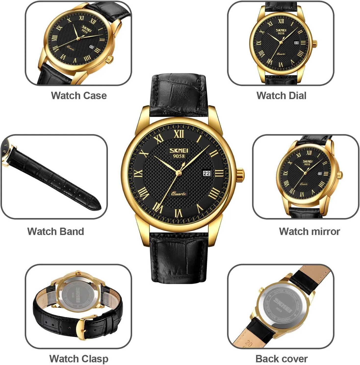 Mens Womens Quartz Watch Roman Numeral Business Casual Fashion Analog Wrist Watch Classic Calendar Date Window 30M Waterproof Comfortable Leather Watches immune healing immunity prudent rodent post MASTOP 