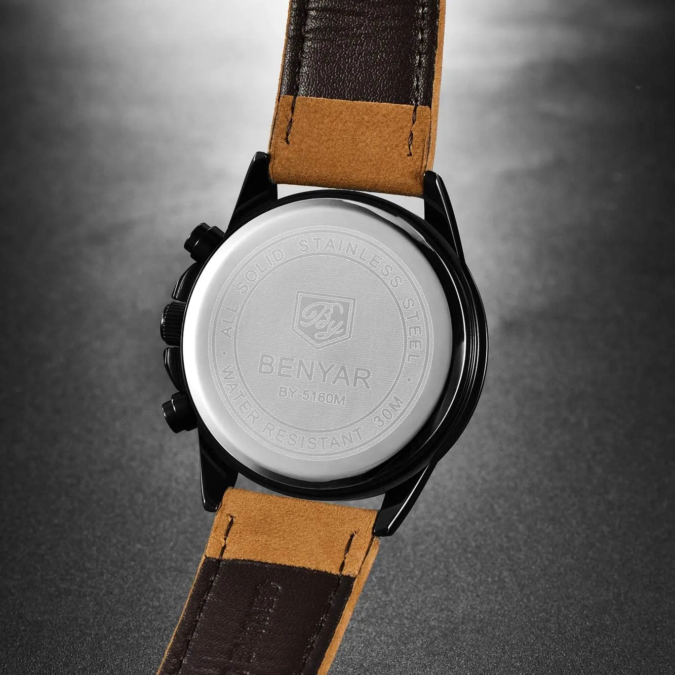 Men's wristwatches Multifunctional Chronograph with dial Date invitation part-time Display Business Casual BENYAR AKINGHT Men's Watch Quartz Movement Watches for Men 3ATM Waterproof 