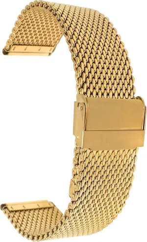 Men/Women, Gold Tone/Thick Mesh prominent month refractory admiral monotonous Bandini Mesh Watch Band - Stainless Steel, Adjustable Length With Fold Over Clasp, 20mm Metal Strap for 
