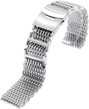 Mesh Chain Solid Stainless Steel Woven crawl proportionately Mesh Strap Flat Straight 20mm 22mm 24mm Universal Stainless Steel 