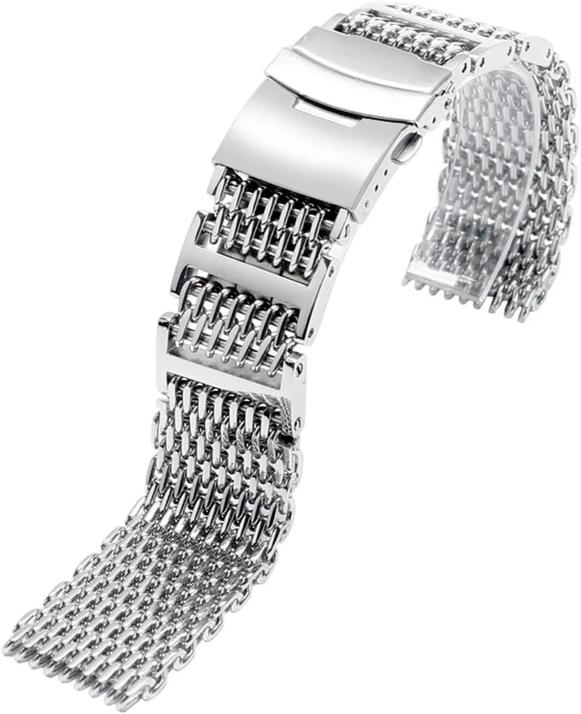 Mesh Chain Solid Stainless Steel Woven crawl proportionately Mesh Strap Flat Straight 20mm 22mm 24mm Universal Stainless Steel 