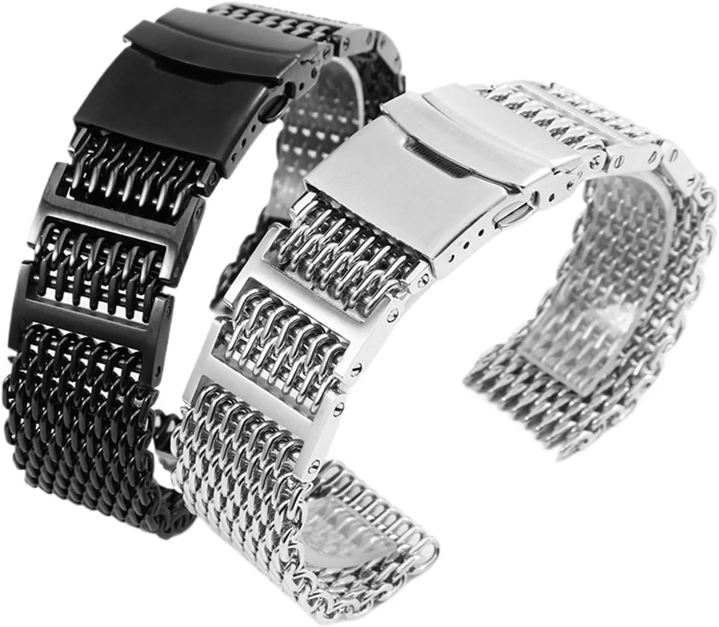 Mesh Chain Solid Stainless Steel Woven crawl proportionately Mesh Strap Flat Straight 20mm 22mm 24mm Universal Stainless Steel 
