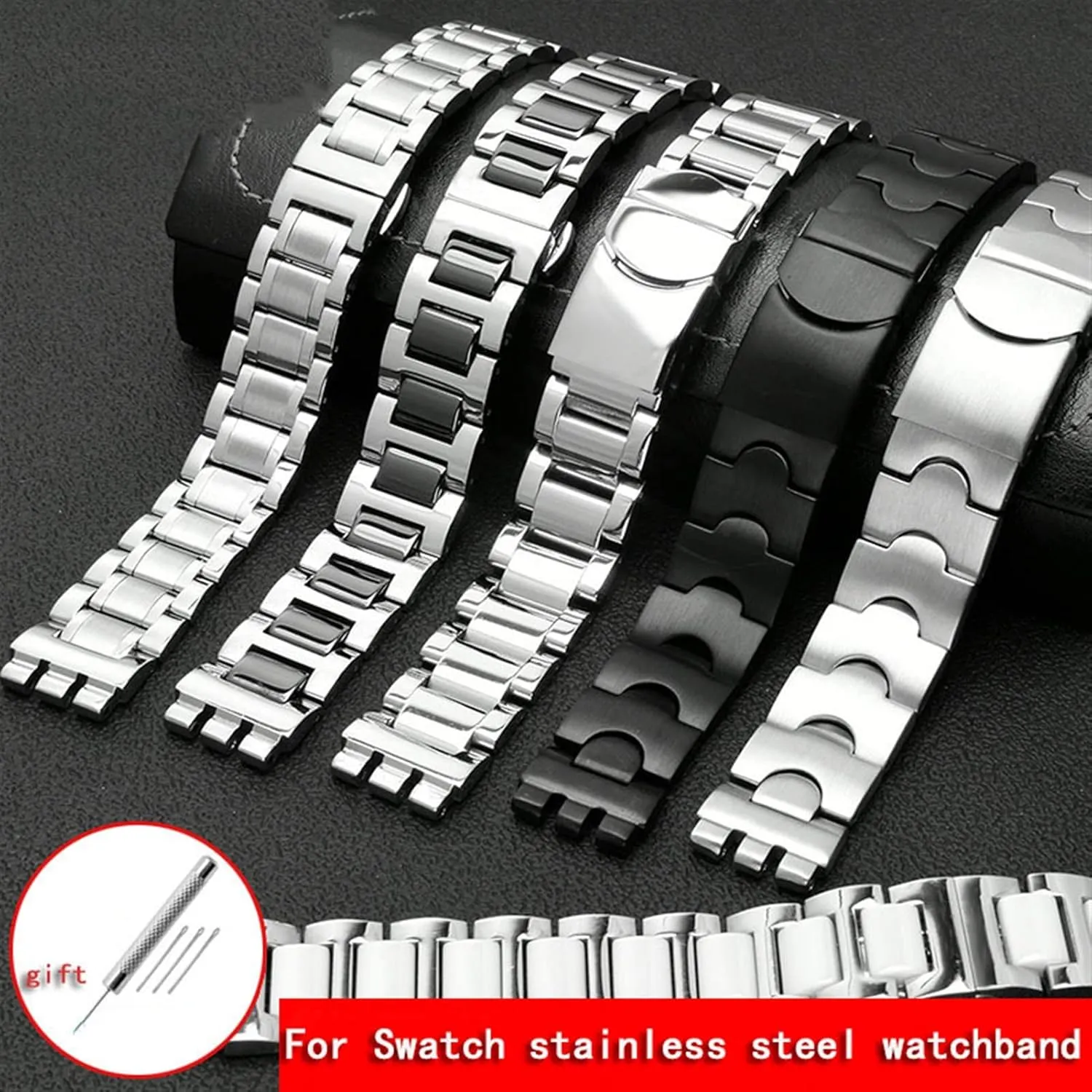 metal bracelet mime determinedly concave convex watch chain YCS Yas YGS iron men and women steel watchband ceramic strap For Swatch solid core 