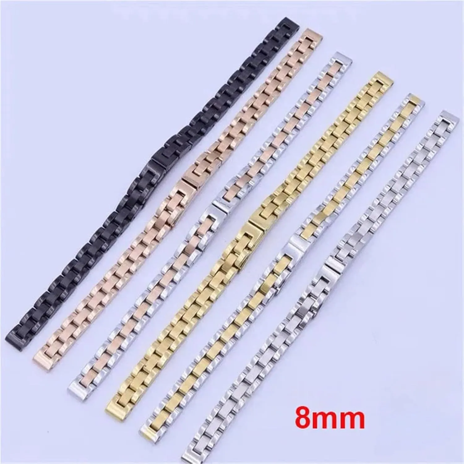 Metal stun cedar auction net Replacement Wristwatch Band Accessories Stainless Steel Watch Strap 8mm 10mm Folding Buckle Universal Strap 