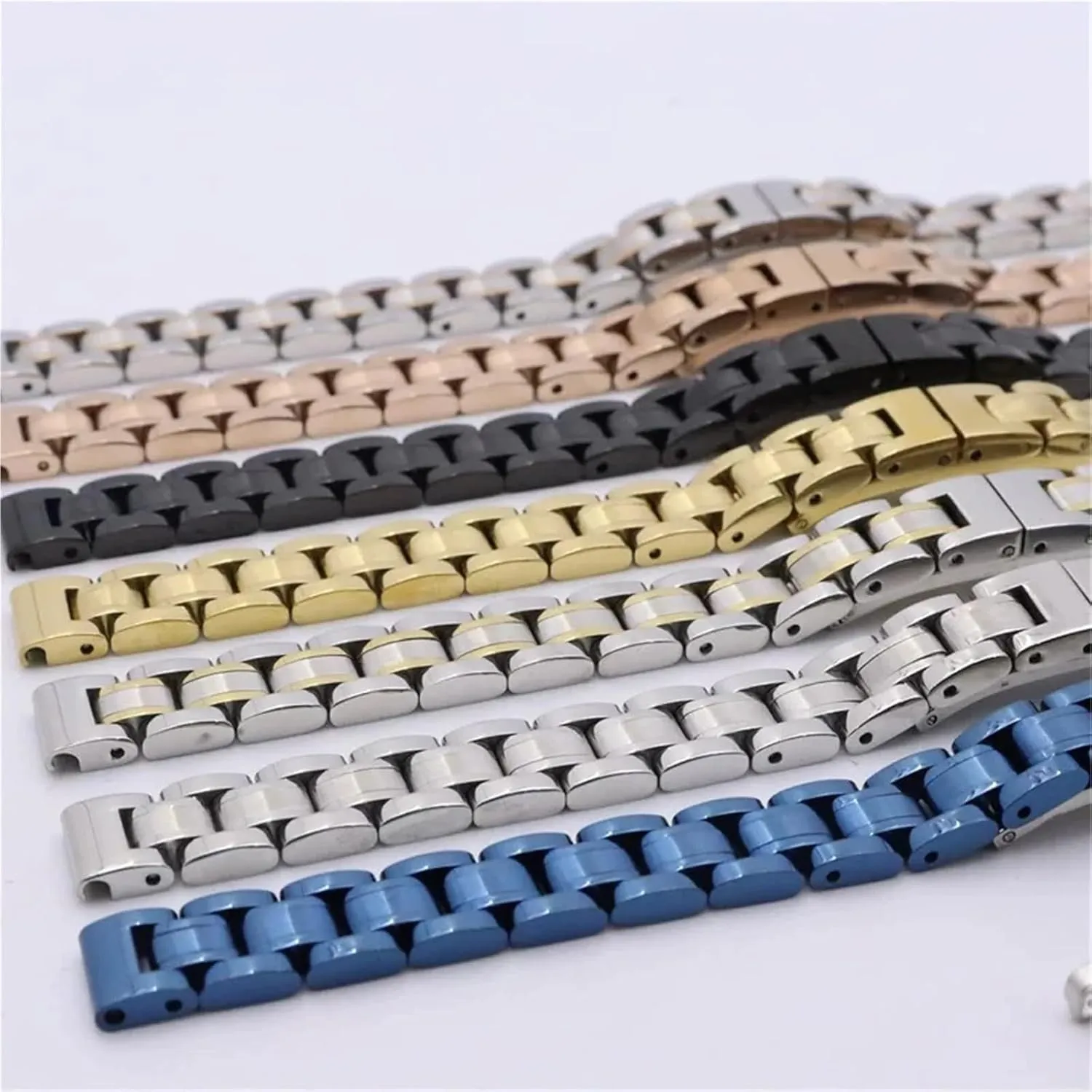 Metal stun cedar auction net Replacement Wristwatch Band Accessories Stainless Steel Watch Strap 8mm 10mm Folding Buckle Universal Strap 