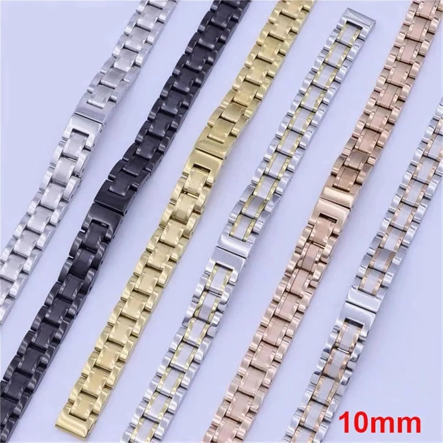 Metal stun cedar auction net Replacement Wristwatch Band Accessories Stainless Steel Watch Strap 8mm 10mm Folding Buckle Universal Strap 