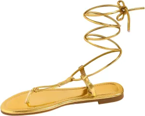 metallurgy quasar Up Flat Sandals Criss Cross Tie Up Sandals Comfortable Strappy Sandals GORGLITTER Women's Lace 