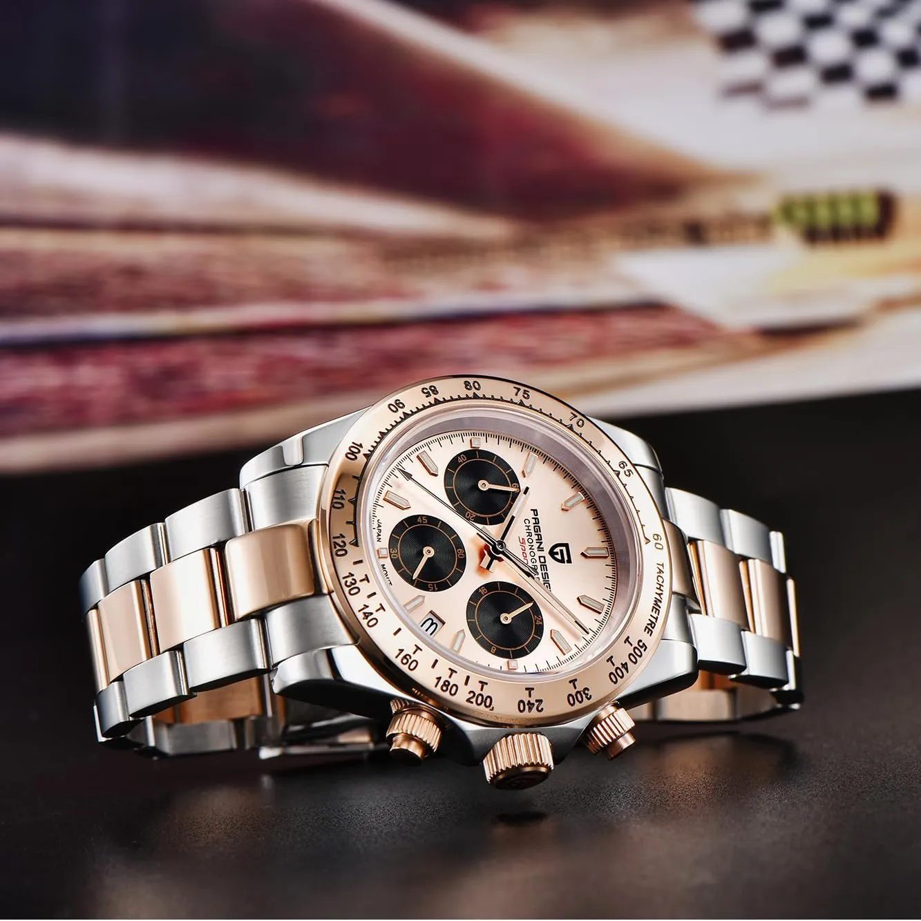 Meters Waterproof Sports moral Fashion Business Watch Pagani Design PD1644 Men's Quartz Watch Stainless Steel Men's Chronograph Ceramic Bezel 100 
