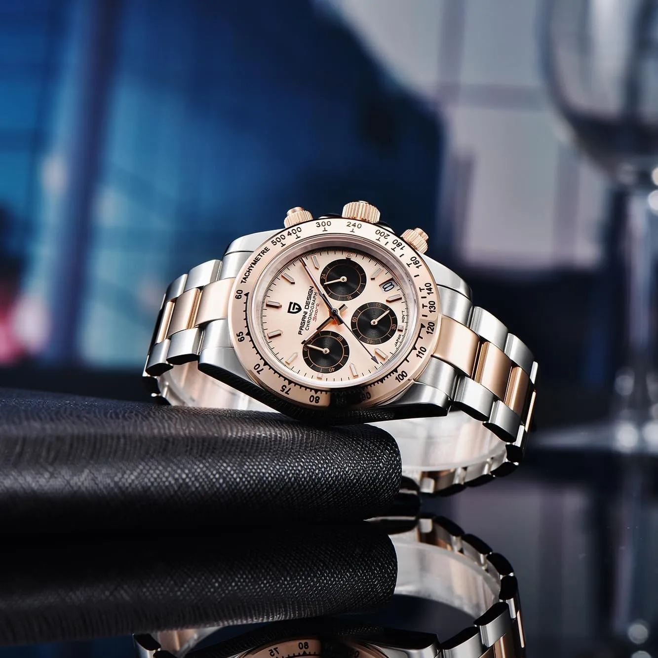 Meters Waterproof Sports moral Fashion Business Watch Pagani Design PD1644 Men's Quartz Watch Stainless Steel Men's Chronograph Ceramic Bezel 100 