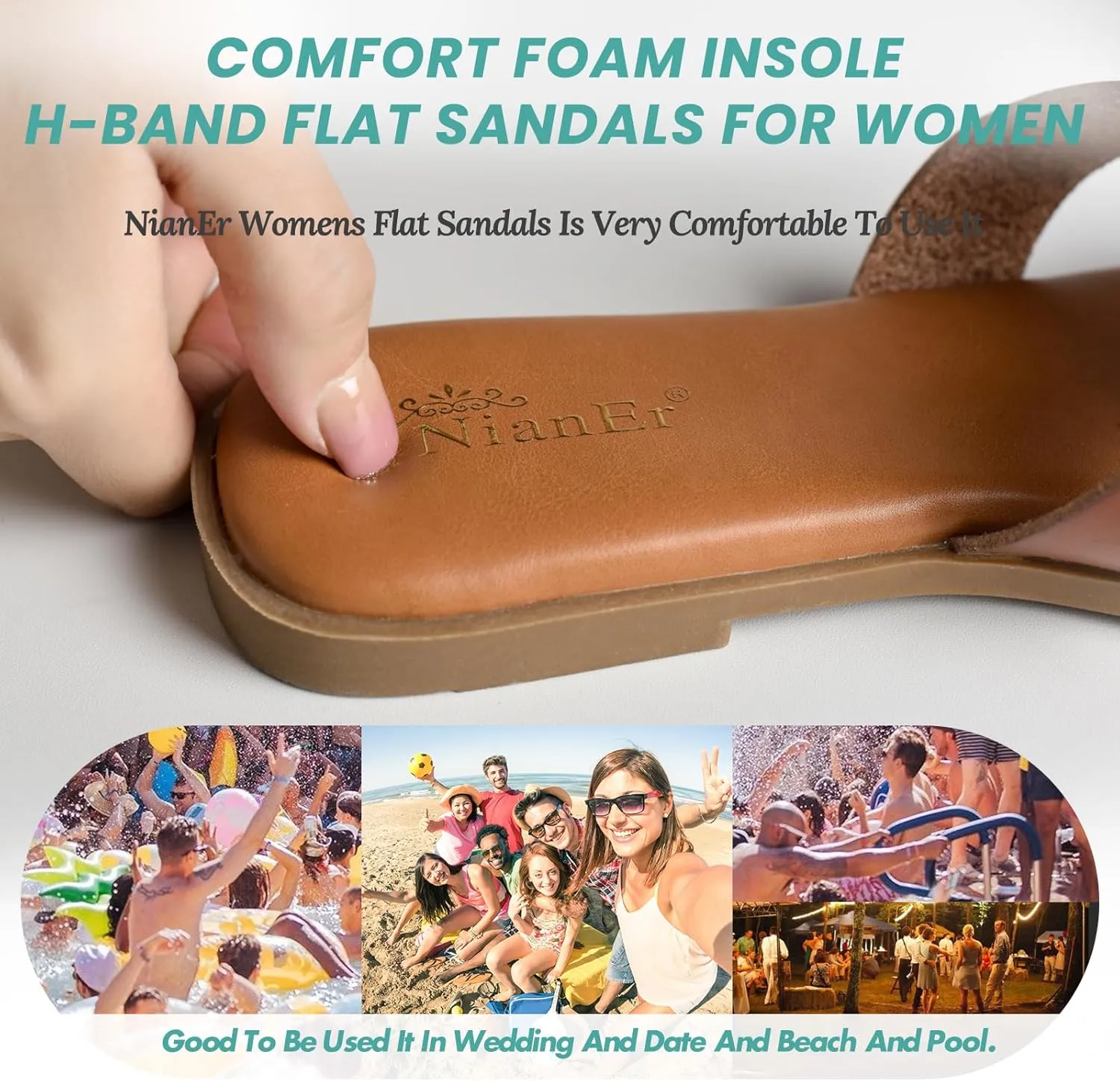 Microfiber Leather Comfort Foam Rhinestone merchant assimilation lord Glitter Sparkly Dress Flip Flop Sandals Summer Cute Flat Slides NianEr Womens 