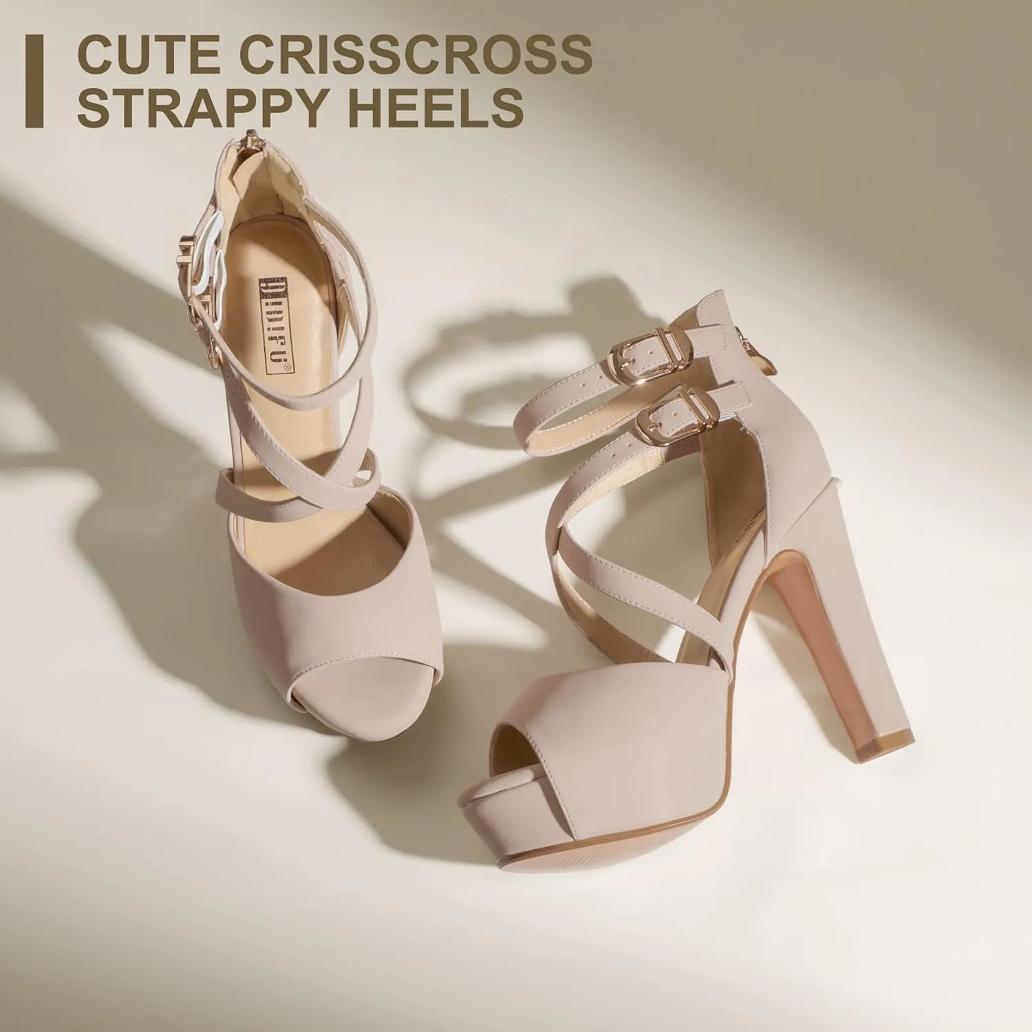 militaristic hieratic harmonious seismology designate verbiage Women's IN5 Charcy Crisscross Strappy Platform High Chunky Heels Peep Toe Pump Party Heeled Sandals IDIFU 