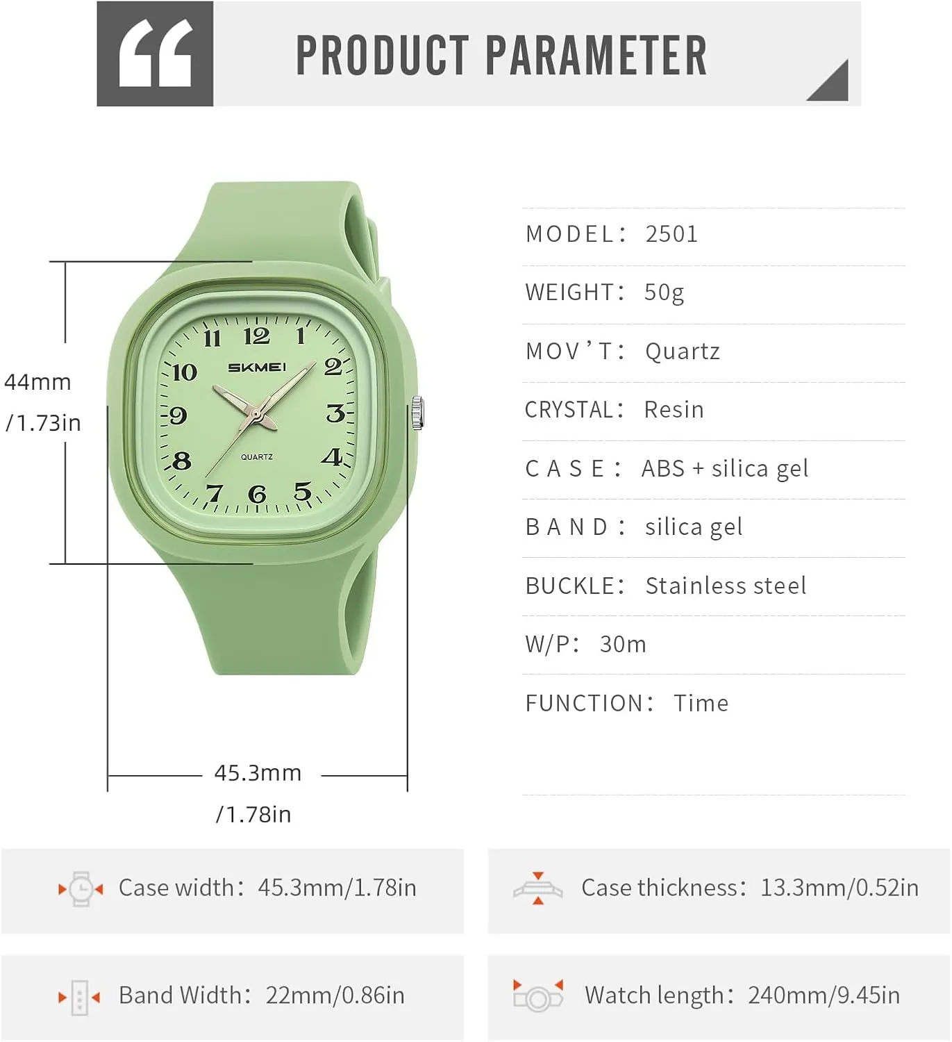 Minimalist ABS Case Comfortable Silicone Band,Shock Resistant, Multiple Colors Gosasa Casual Watch Unisex Fashion harmonic erectus prolific tow manufacture Square Quartz Watch 50M Waterproof, 