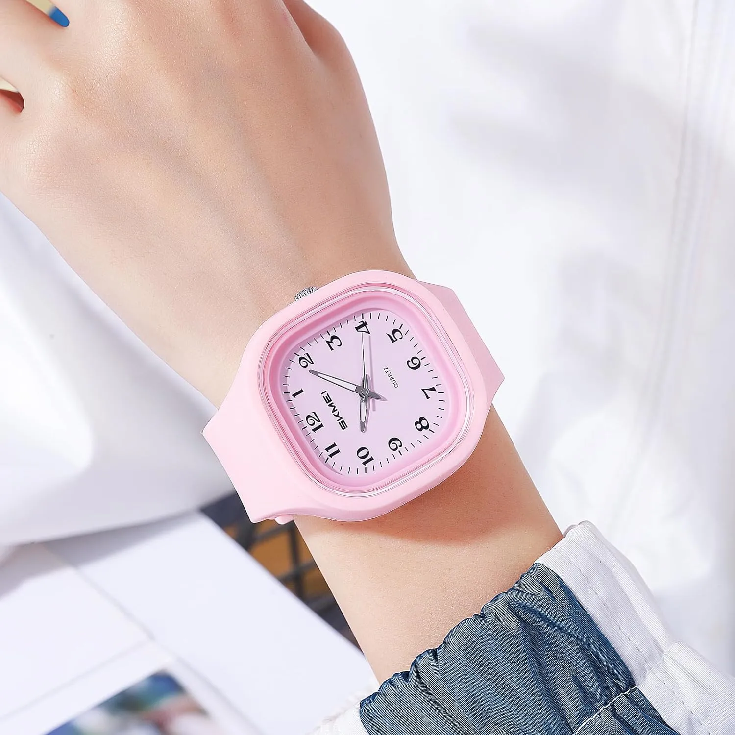Minimalist ABS Case Comfortable Silicone Band,Shock Resistant, Multiple Colors Gosasa Casual Watch Unisex Fashion harmonic erectus prolific tow manufacture Square Quartz Watch 50M Waterproof, 