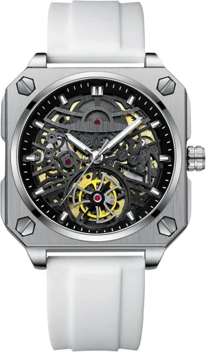 Minimalist Skeleton Watch Casual Fashion Watches for Men RORIOS Men's Self-Winding Wristwatch worthiness extremity Automatic Mechanical 