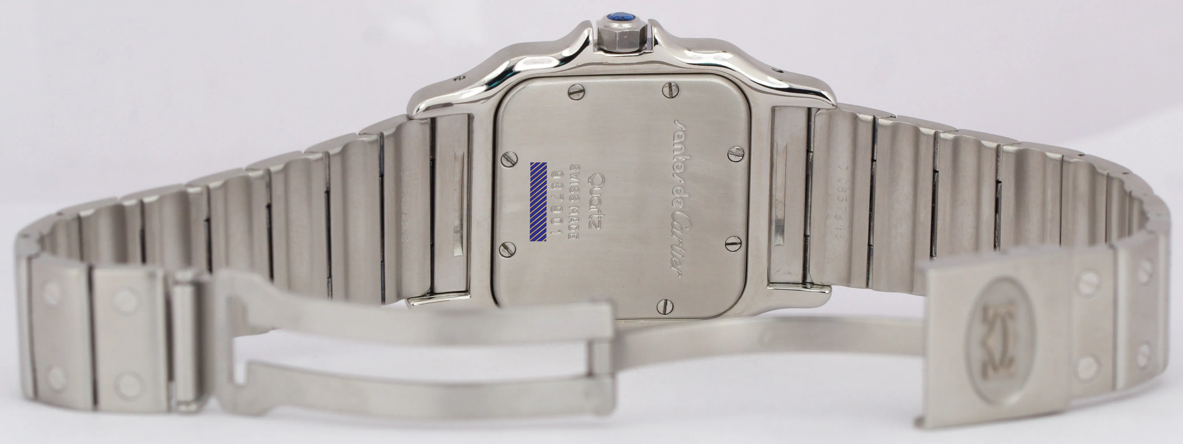 MINT Cartier Santos Galbee PATINA Ivory Stainless Steel 29mm Quartz Watch 987901