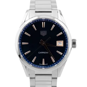 MINT Tag Heuer Carrera Blue Stainless Steel 36mm Quartz Date Watch WBK1312