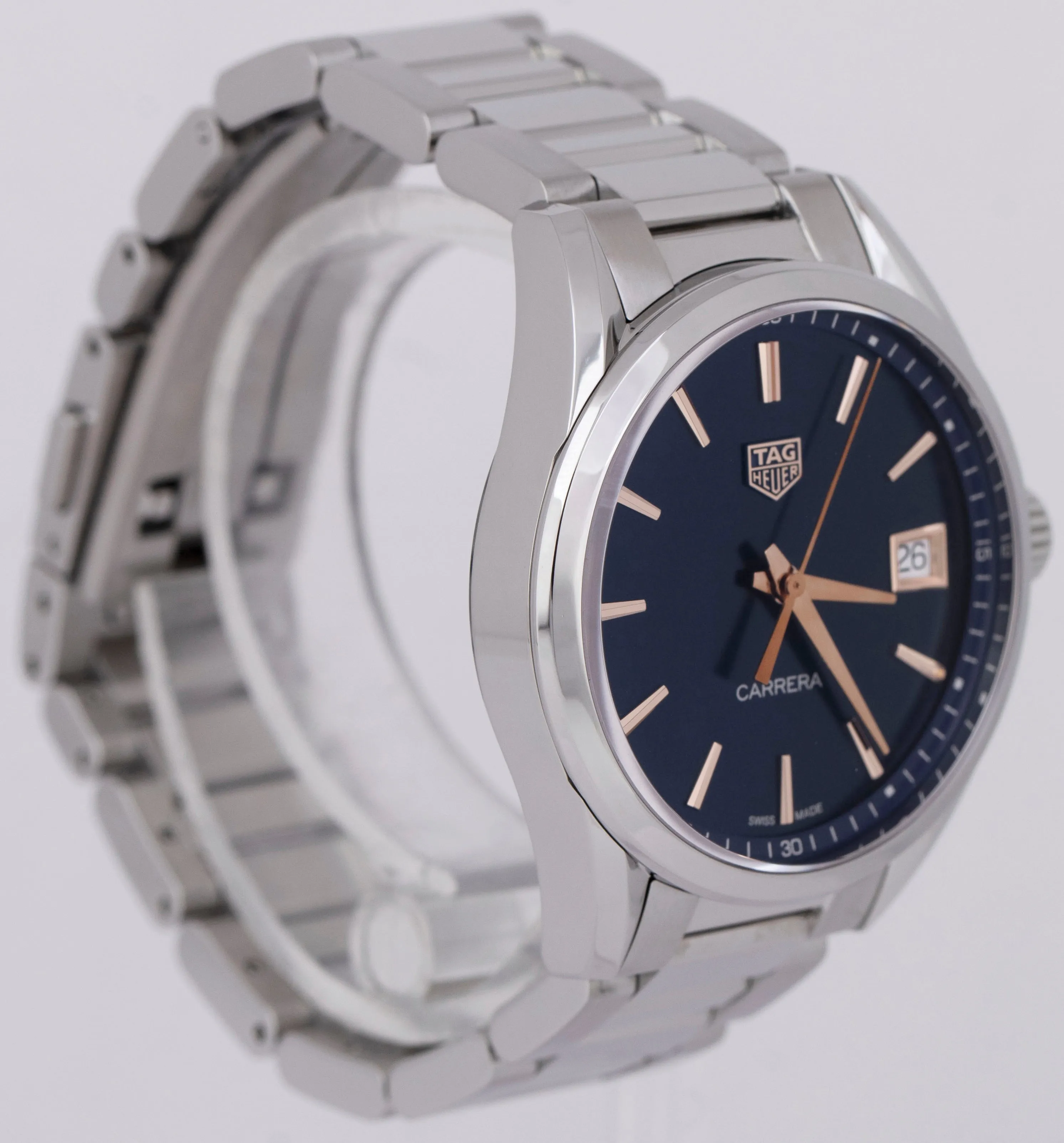 MINT Tag Heuer Carrera Blue Stainless Steel 36mm Quartz Date Watch WBK1312