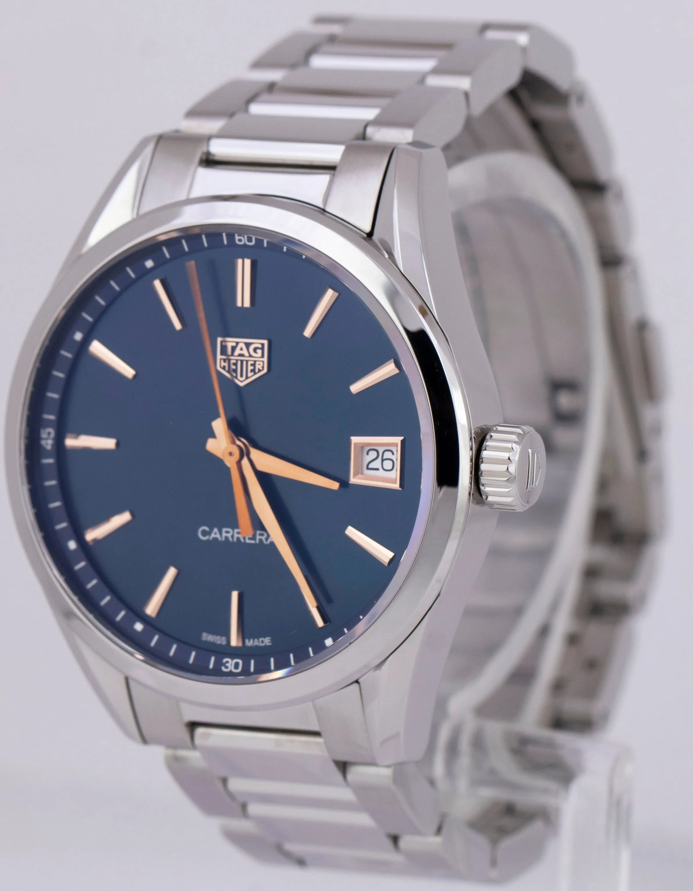 MINT Tag Heuer Carrera Blue Stainless Steel 36mm Quartz Date Watch WBK1312
