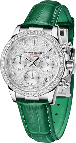 Mirror Leather Strap Diamond Waterproof Watch HaiQin Pagani Design Luxury Business Watches Multifunction Chronograph Stainless Steel Japanese domestic notify Quartz Movement Synthetic Sapphire 