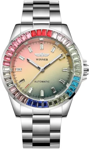 modification Steel Waterproof Luminous Design Mens Mechanical Watches Automatic Hand-Winding Wristwatch Fashion Color Diamond Dial Stainless 