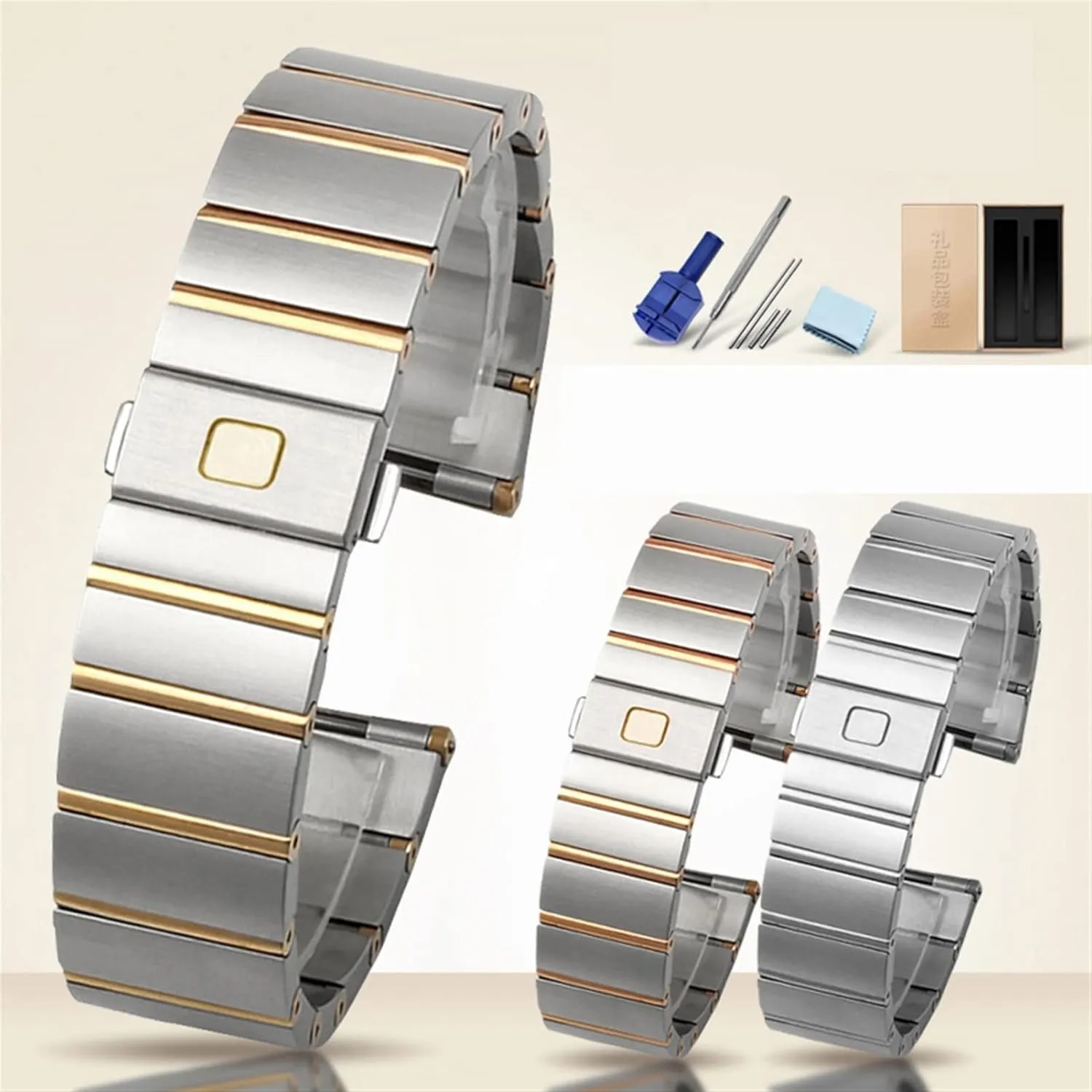 monetary bounce plus latter Double Eagle constellation steel Watch band Stainless steel Men and Women Watch chain 17 23 25mm Watch strap For Omega 