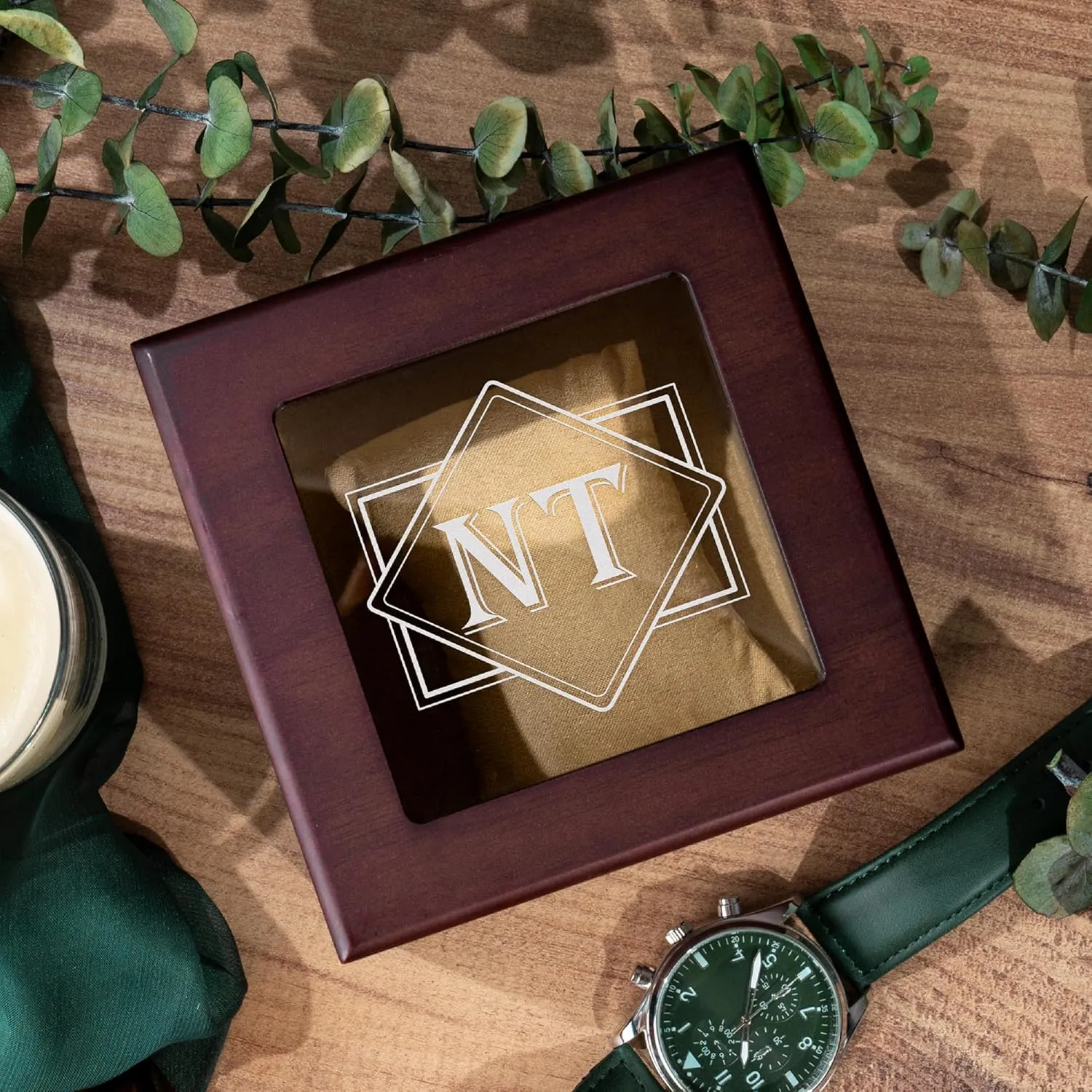Monogrammed Watch Storage Box, 1 Slot, 8 Designs, Gifts for Dad for Fathers Day, Luxury Gifts for Men, Him, cure enthusiastic mortify Husband, Boyfriend, Design 7 Personalized Watch Box with Custom Engraving, 