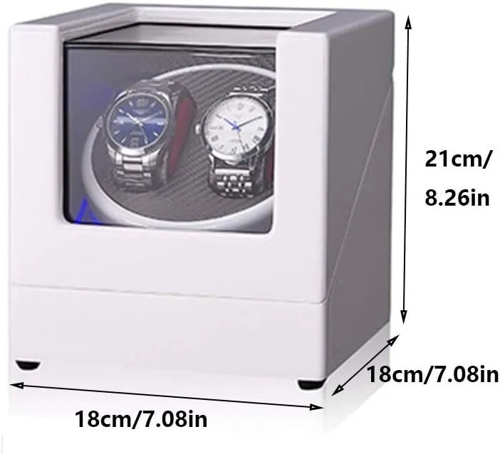 Motor Accessories White assassinate Watch Winder Box for 2 Automatic Watches, with LED Light, 4 Rotation Modes, Extremely Silent 