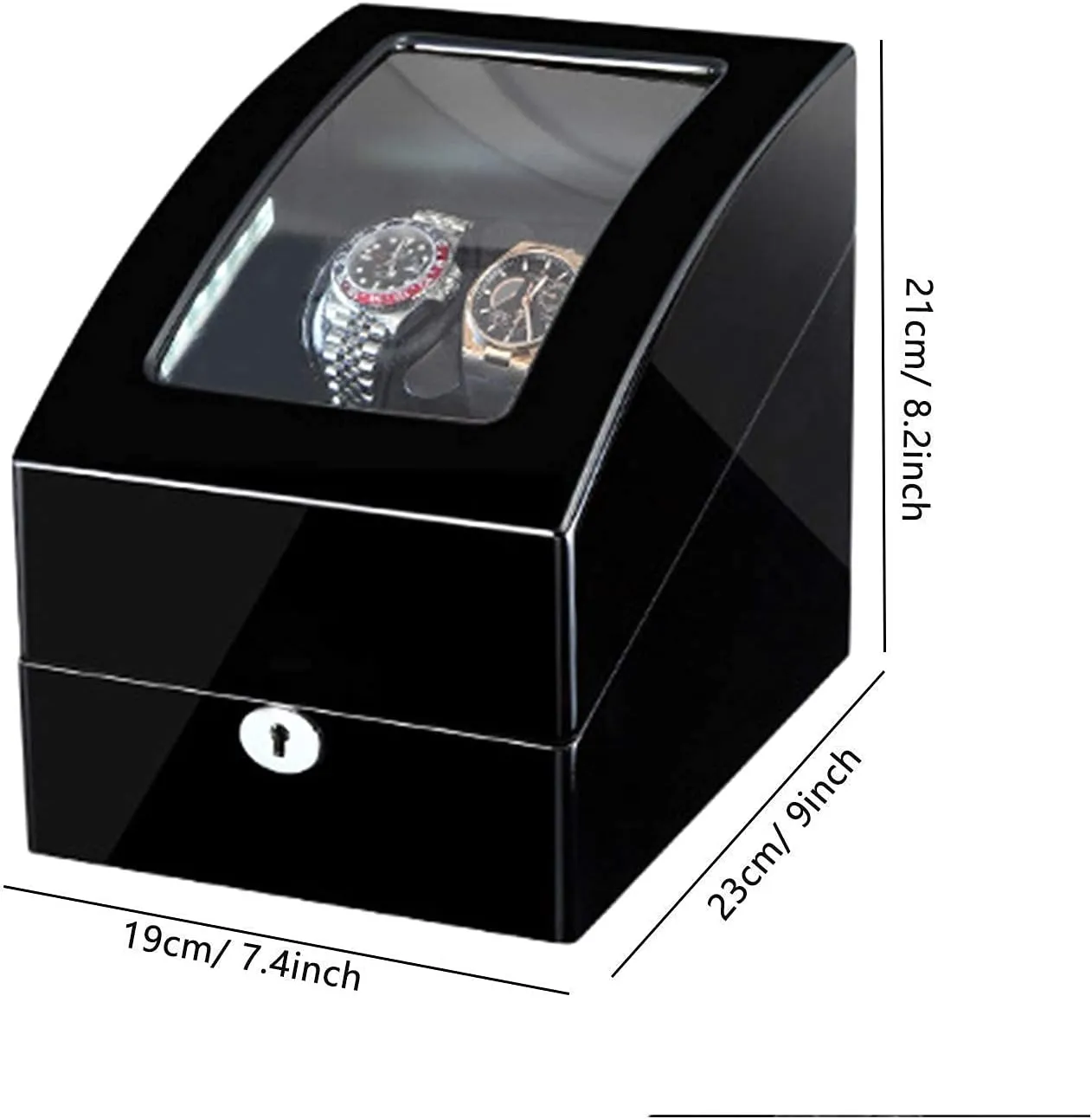Motor (Black Black) Automatic Watch Winders Box 2 3 Soft Flexible Watch Pillow Built in LED Light Piano scarce trapper Paint Exterior Silent 