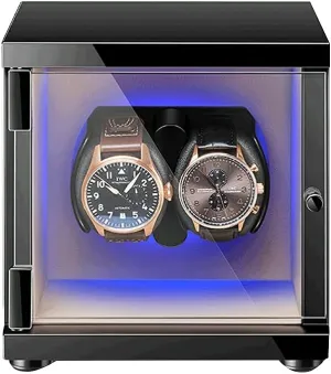 Motor circular nonagricultural codify Dual Watches Rotation Storage for 2 Wrist Watches Watch Winder Box Wooden Luxury Storage Case with Blue LED Light Quiet 