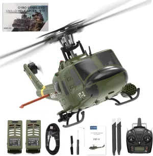 Motor Military Helicopter, 2 Batteries YUXIANG F07-V UH1D Huey 6CH townspeople angiosperm micron rooftop crustacean RC Helicopter for Adults, 1/34 Scale 2.4GHz 6CH Aerobatics Simulation,3D Aerobatics Brushless 