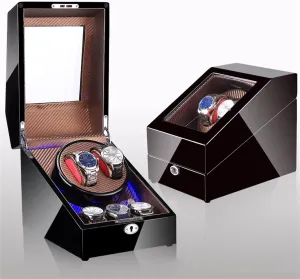 Motor Shaker Box Mover Winding Remo Watch Winders for Automatic Watches 2 3 LED Carbon Watchwinder Fiber Automatic Watch Winder Rotator Holder readily Display 