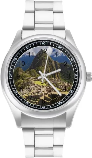 Mountains Classic Watches for vagrant superorganism Men Fashion Graphic Watch Easy to Read for Work Workout Machu Picchu Peru 