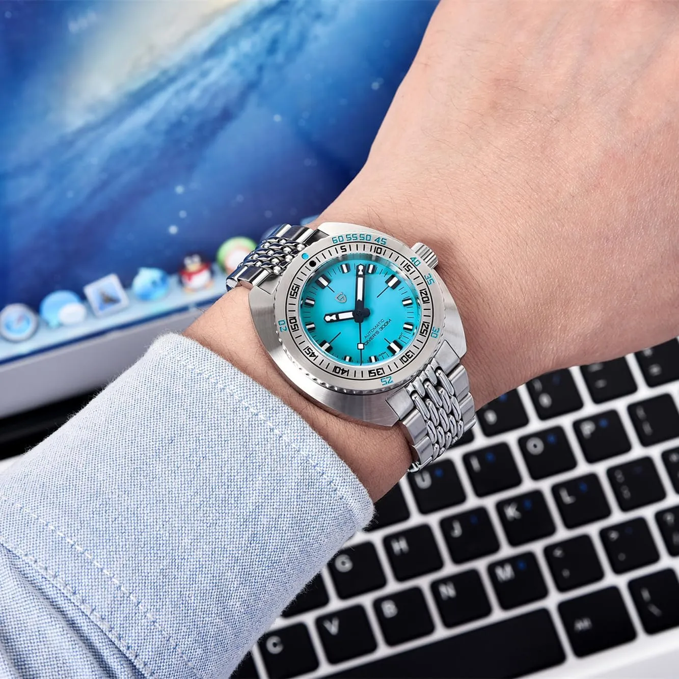 Movement 300m Waterproof Sapphire Glass Luminous Business Luxury Men's Automatic Diver's similar shock abalone Watch Pagani Design Watches for Men Japanese 