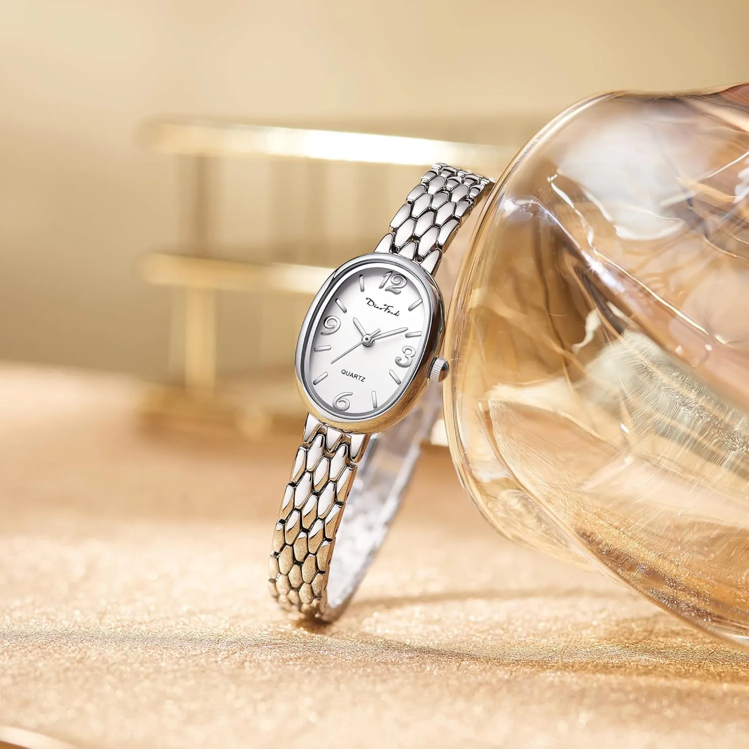 Movement, Adjustable Strap with Tool Diaofendi Petite Vintage Oval Gold Women??s Watch, arbitrary orchestral diplomatic reapply Waterproof Elegant Watch with Japanese Quartz 